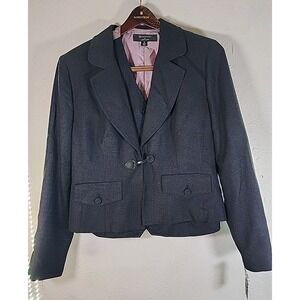 Signature by Larry Levine Women Peak Blazer Vest Black/blue Size 18W